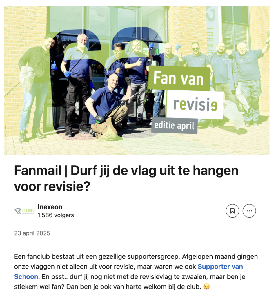 Inexeon nieuwsbrief via LinkedIn