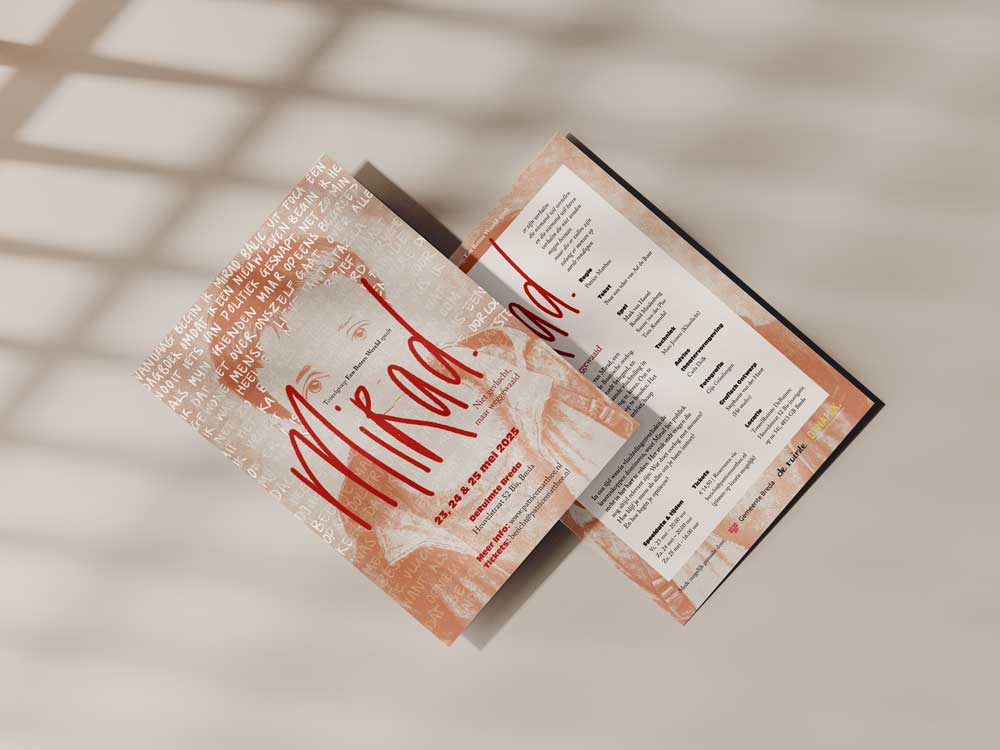 Flyerontwerp voor toneelvoorstelling Mirad